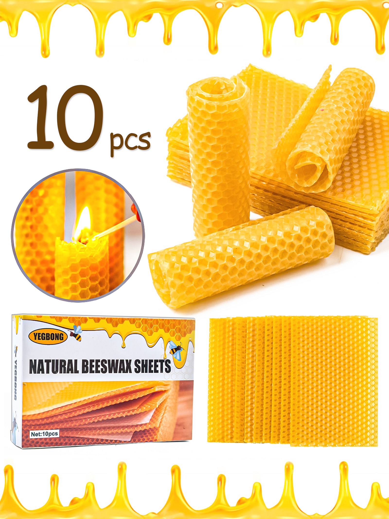 10Pcs Natural Honeycomb Bee Wa - đánh giá và giá Candle Supplies In Bulk