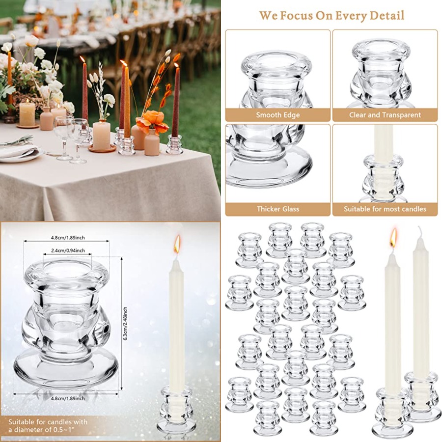 24 Pcs Candlestick Holders Gla - đánh giá và giá Candle Glass Supplies